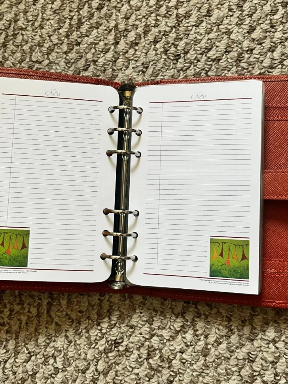 Franklin Covey 6 Ring Leather Organizer Planner Classic size Burgundy pen loop